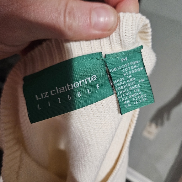 Vintage Liz Claiborne Liz Golf Sweater – Cotton Golf Graphic Sweater – Size M - Picture 3 of 16